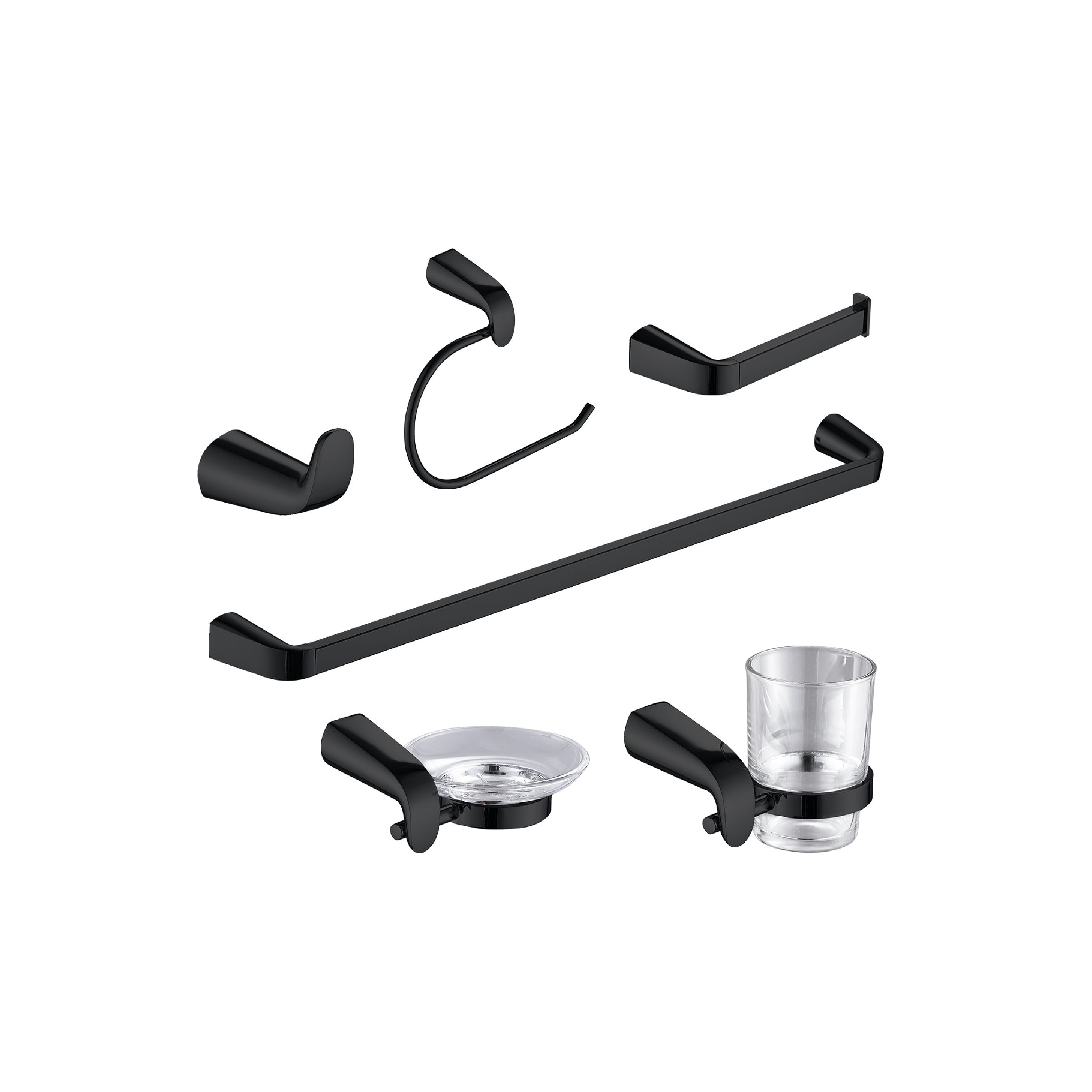 Set P/Baño 6 Pzas 0700-6 Base Circular Black - Fratelli